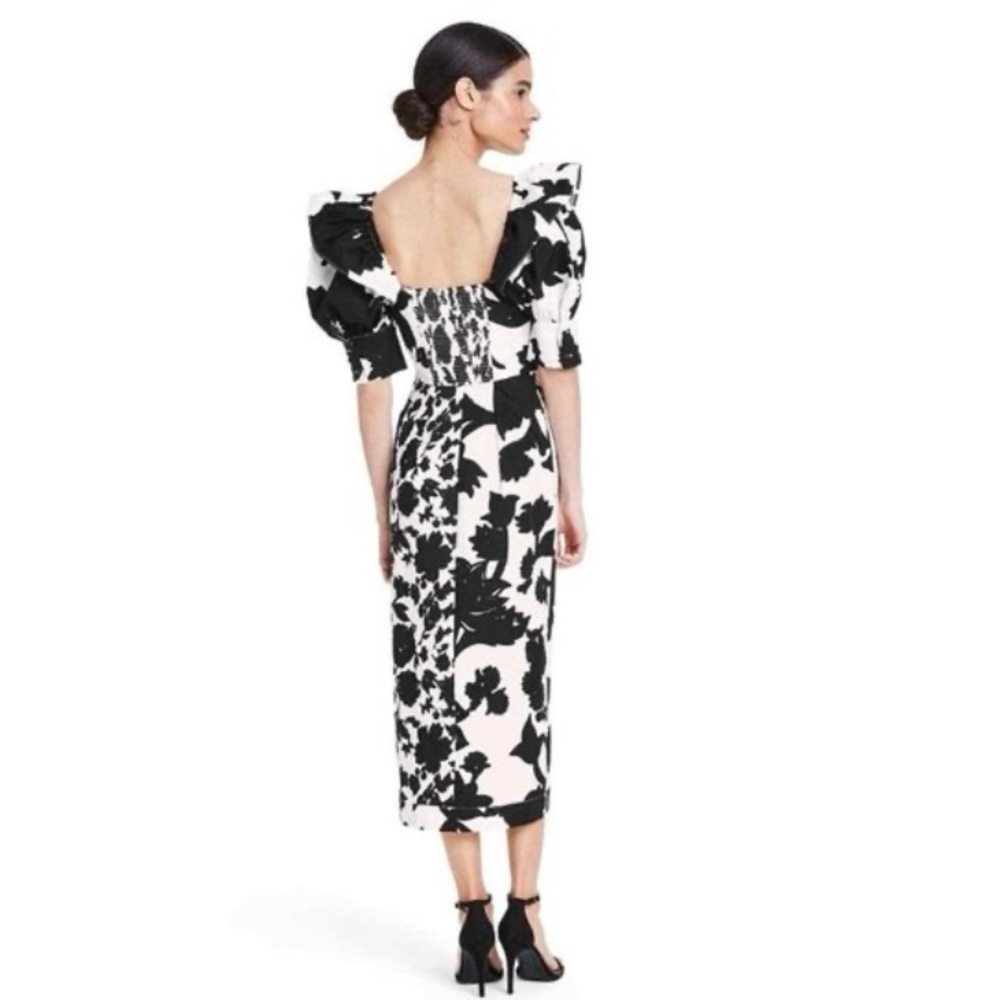 💫HP‼️💫 NWOT CHRISTOPHER JOHN ROGERS x Target Floral Midi Dress, Black/White, 10 - Picture 4 of 10